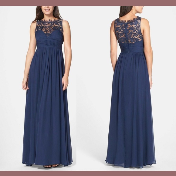 Aidan Mattox Dresses & Skirts - NWT Aidan Mattox Embellished Lace & Silk Chiffon Gown Twilight Blue [ SZ 6‎ ]